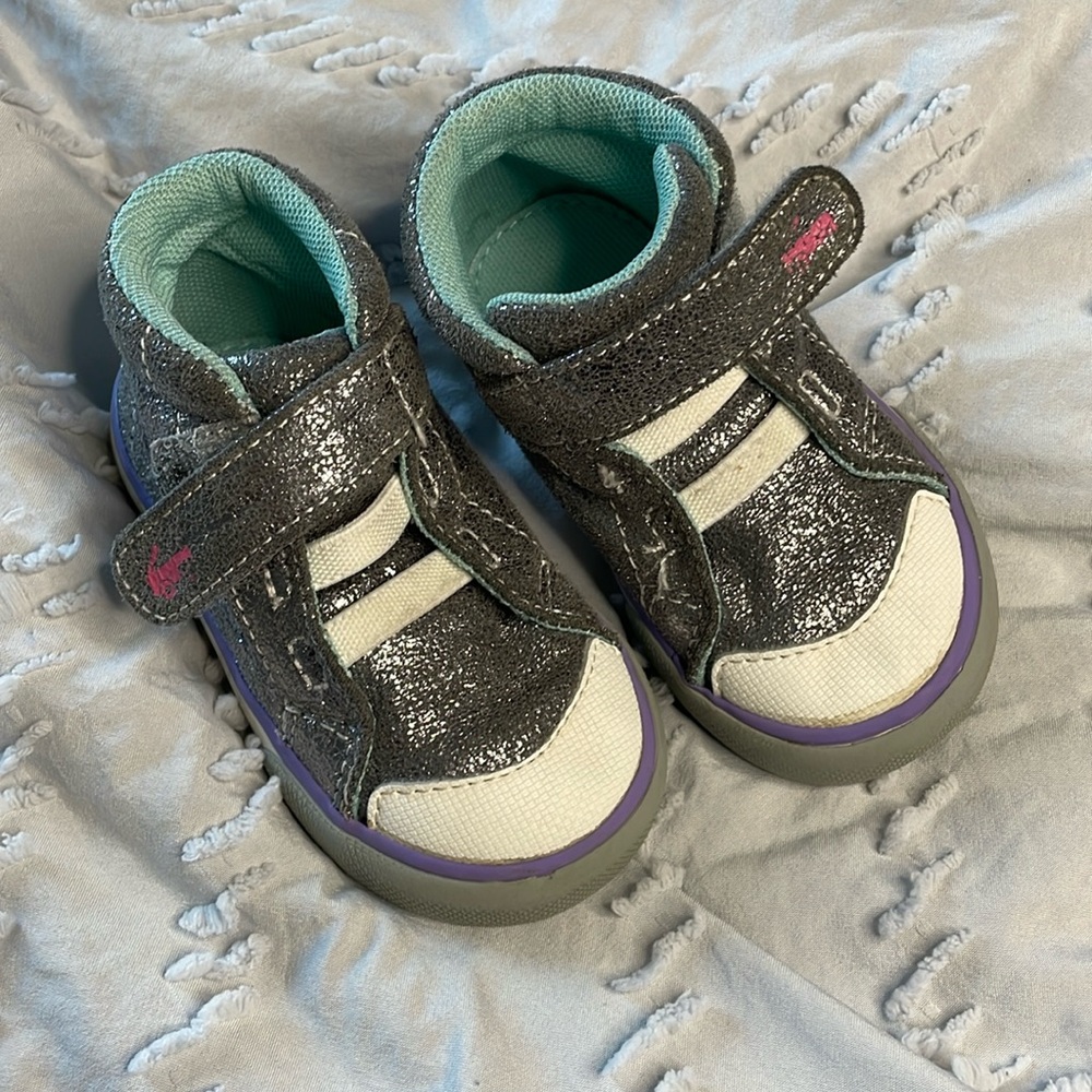 Kids Glittery Gray and White Shoes